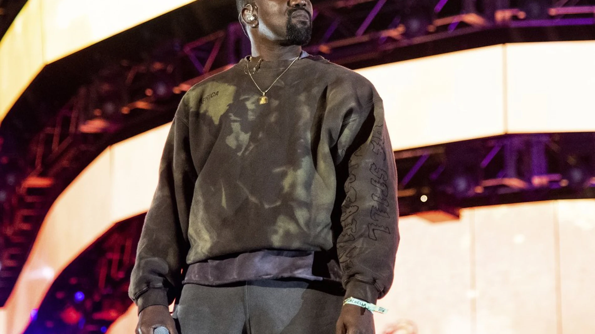 File photo shows Kanye West performing at the Coachella Music & Arts Festival in Indio, Calif.