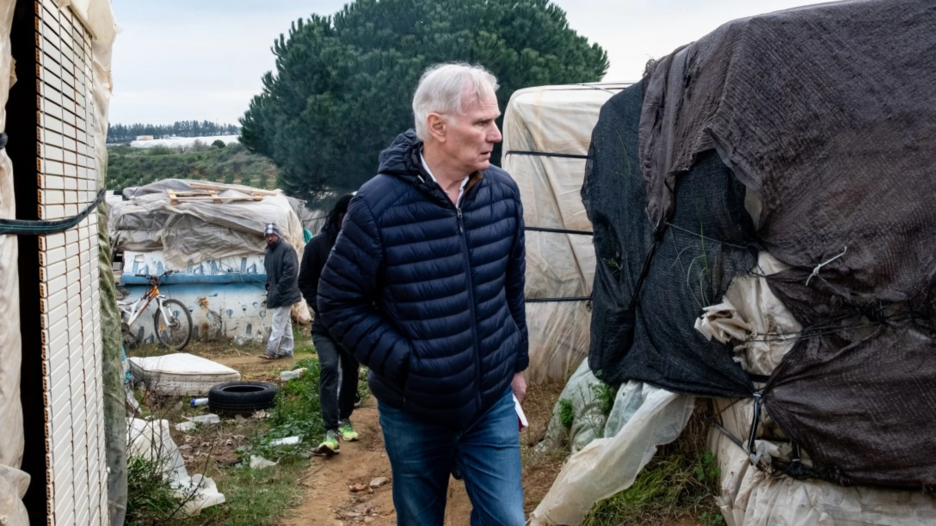 El Relator Especial visita a trabajadores migrantes en Huelva, Andalucía