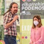 Iglesias se dejó ver ayer en Bilbao, donde apoyó a la candidata de Podemos, Miren Gorrotxategi