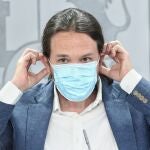 Pablo Iglesias durante la rueda de prensa posterior al Consejo de Ministros en Moncloa