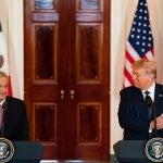 Rueda de prensa conjunta entre el mexicano Andrés Manuel López Obrador y el estadounidense Donald Trump en la Casa Blanca