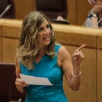 La ministra de Trabajo y Economía Social, Yolanda Díaz, durante su intervención en una sesión de control al Gobierno en el Senado