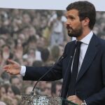 Pablo Casado, ayer, durante el acto homenaje a Miguel Ángel Blanco en Madrid