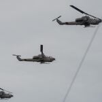 Helicópteros durante los ejercicios militares Han Kuang military en Taiwán