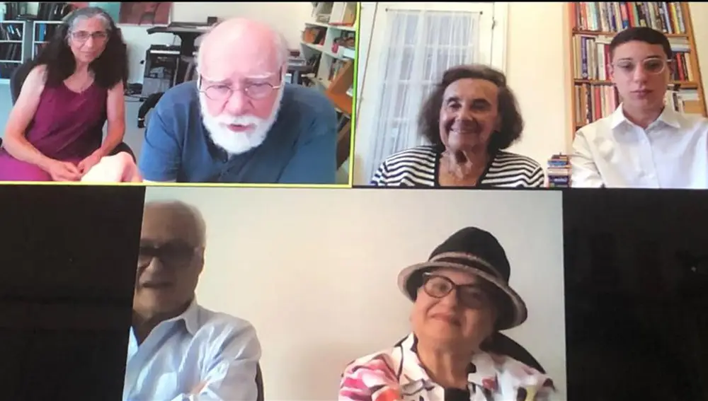 Conversación a través de Zoom entre Lily Ebert y la familia del soldado americano Hyman Schulman