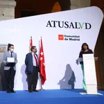 Mª Cruz Martín Delgado habla en presencia de Díaz Ayuso, Hernández Tejedor y Marhuenda