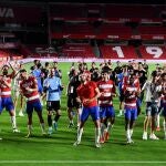 Los jugadores del Granada celebran su clasificación europea