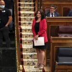 La portavoz del PSOE, Adriana Lastra, durante el debate de hoy en el Congreso