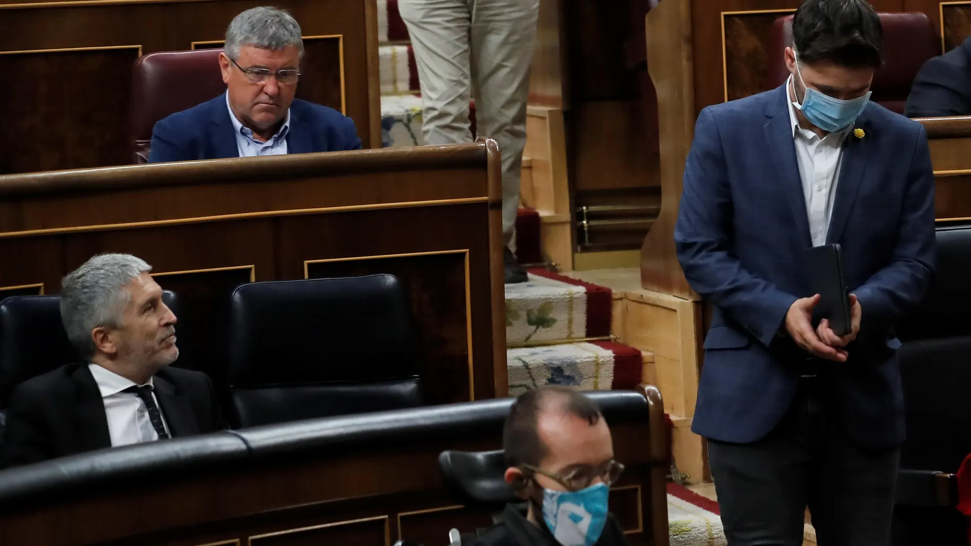 El ministro del Interior, Fernando Grande-Marlaska, durante la sesión de control al Ejecutivo respondió a la pregunta del portavoz de ERC, Gabriel Rufián