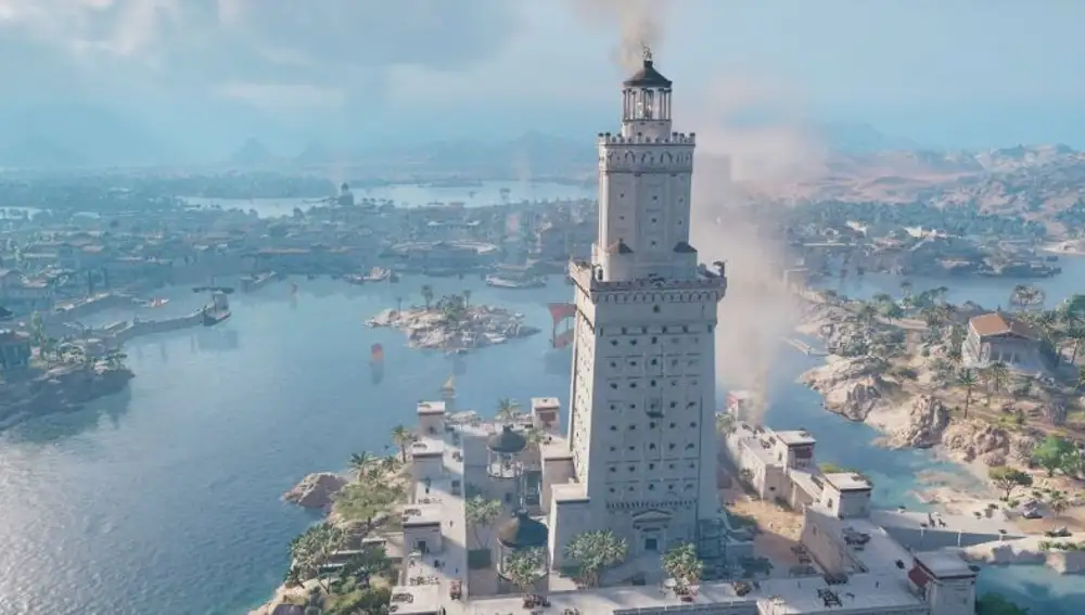 Recreación del Faro de Alejandía en el videojuego Assasins Creed, uno de las sagas más exitosas de Ubisoft.
