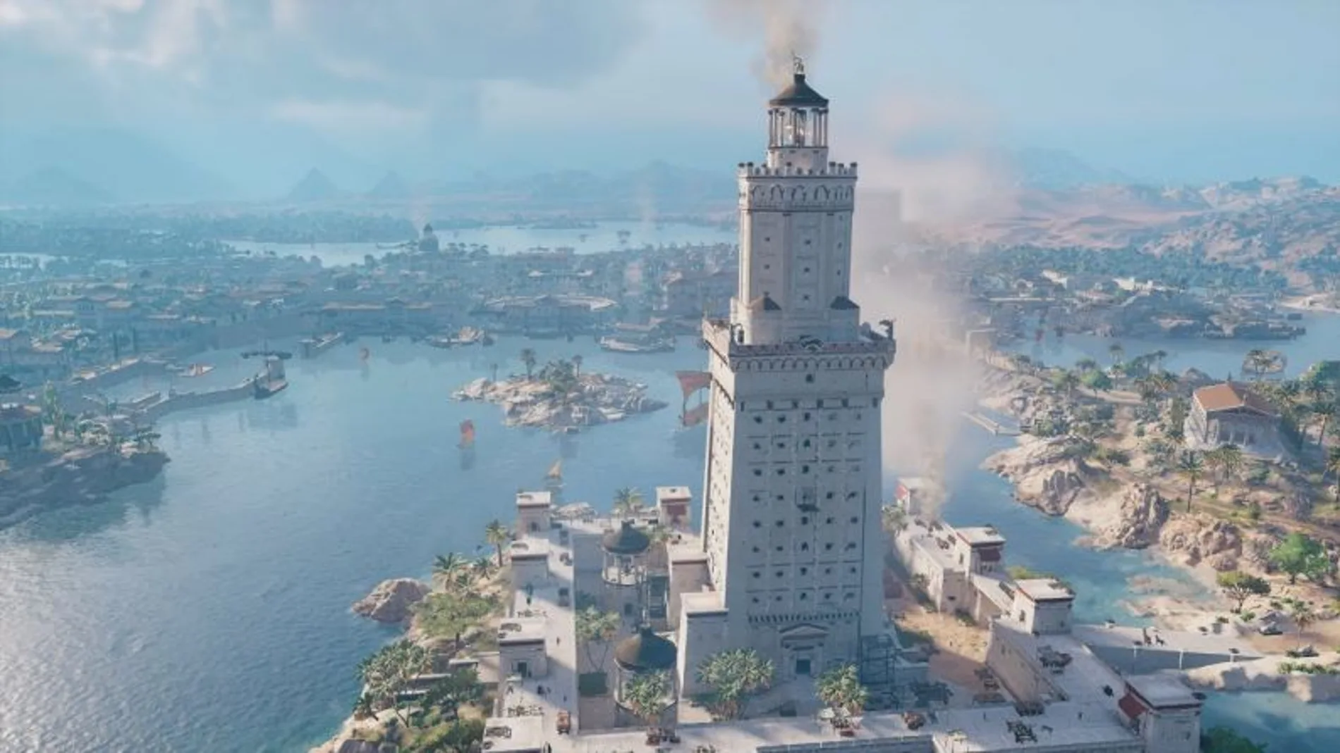 Recreación del Faro de Alejandía en el videojuego Assasins Creed, uno de las sagas más exitosas de Ubisoft.