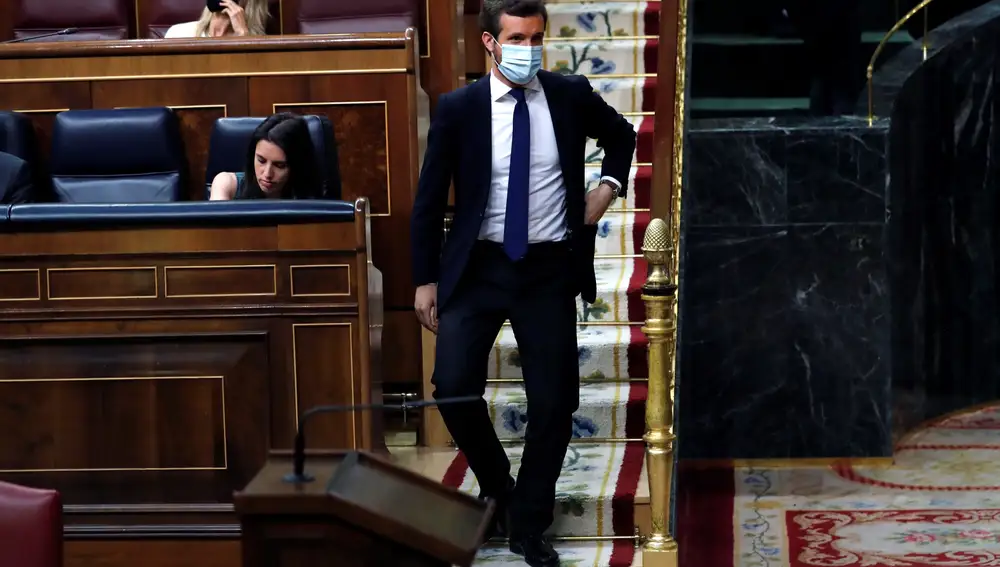 MADRID, 22/07/2020.- El líder del PP, Pablo Casado, durante la sesión de control al Ejecutivo que este miércoles se celebra en el Congreso. EFE/Chema Moya