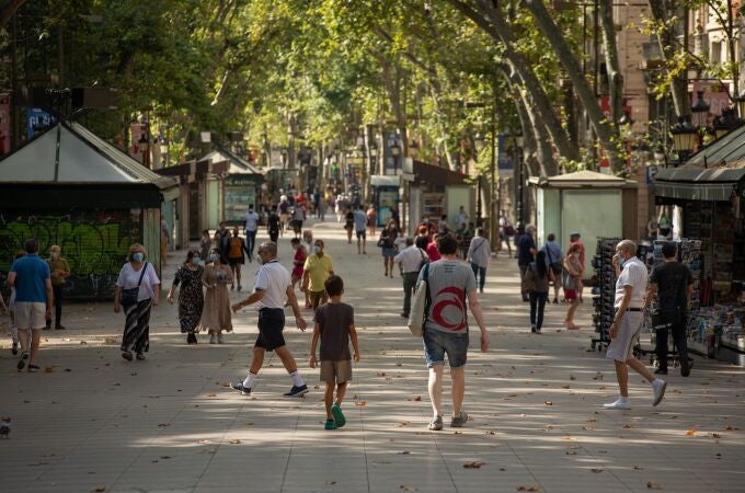 Aspecto de las Ramblas de Barcelona.