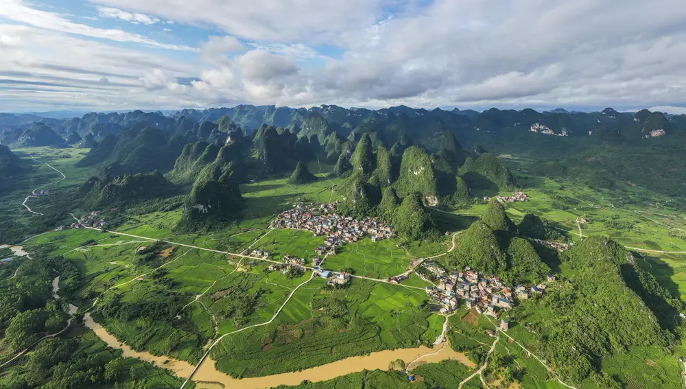 Vista aérea de la región autónoma de la etnia zhuang de Guangxi, en el sur de China, donde ha tenido lugar el accidente de avión