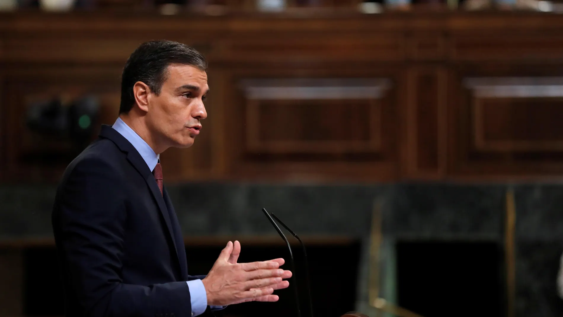 El presidente del Gobierno, Pedro Sánchez, durante su intervención en el pleno del Congreso de este miércoles