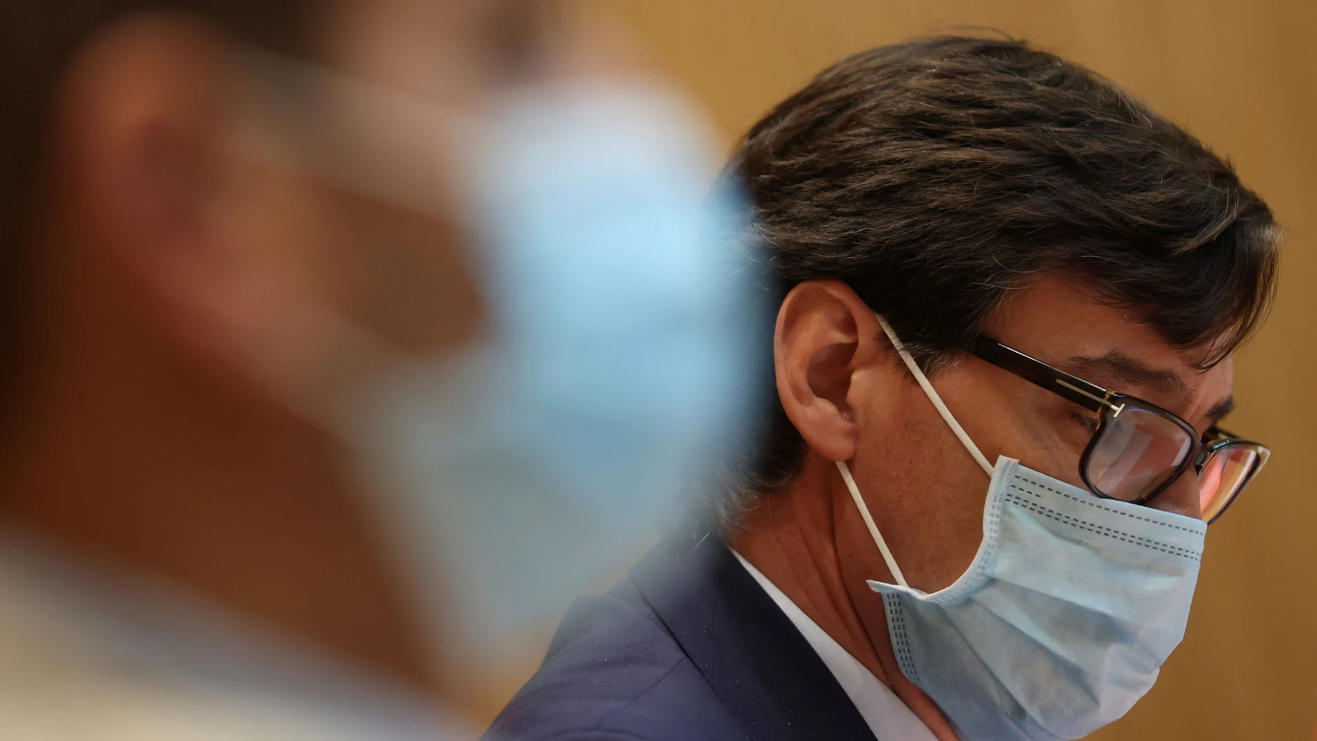 El ministro de Sanidad, Salvador Illa, durante su comparecencia en la Comisión de Sanidad del Congreso para informar de la evolución de la epidemia de coronavirus