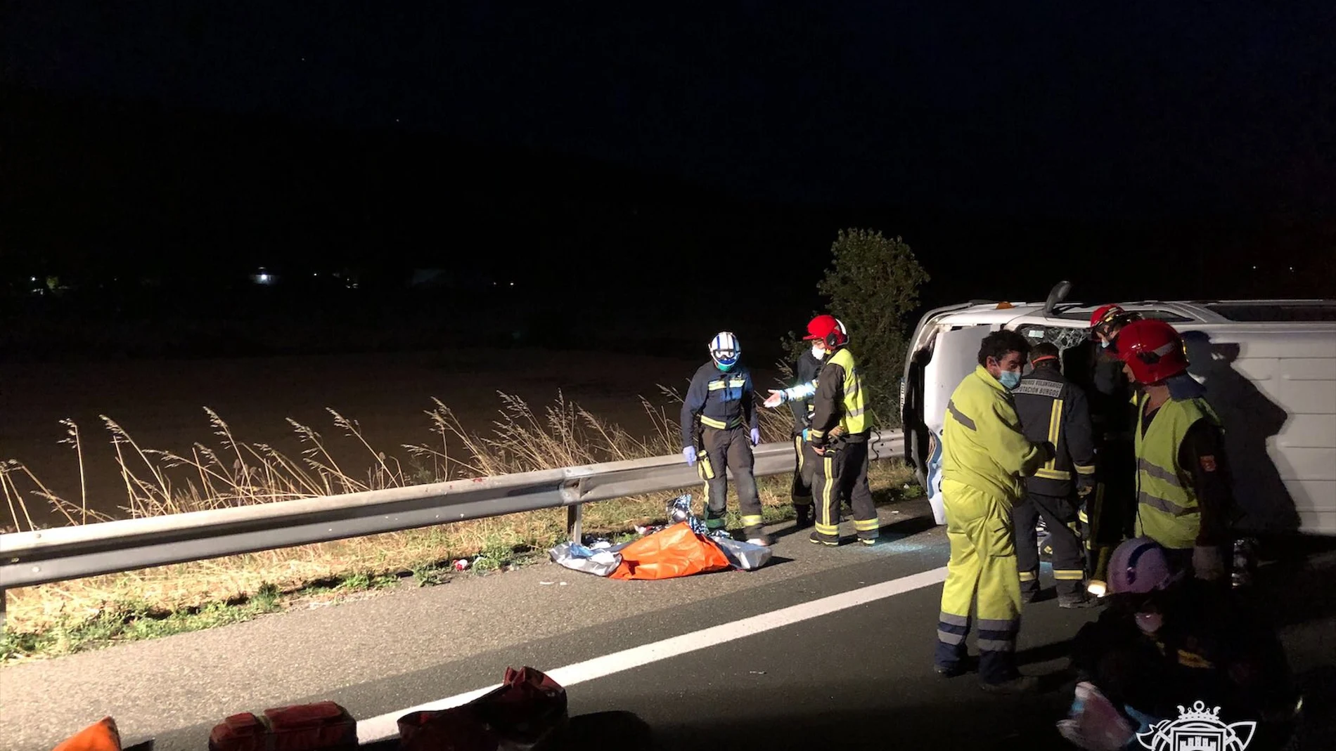 Vuelco de una furgoneta en Burgos con siete heridos