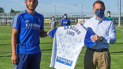 Luis Suárez en su despedida del Real Zaragoza.