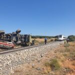 Colisión entre una cosechadora y un tren en Soria