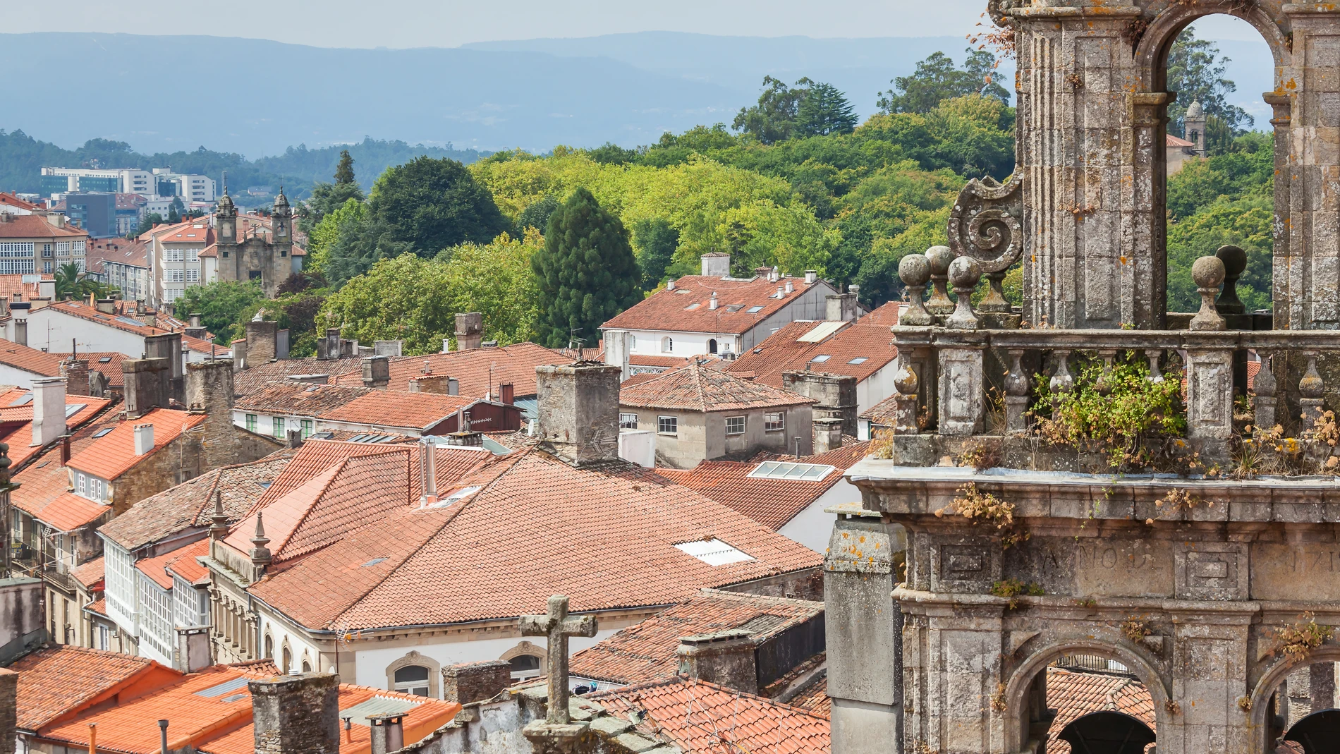 Vista de una de las torres en Santiago de Compostela