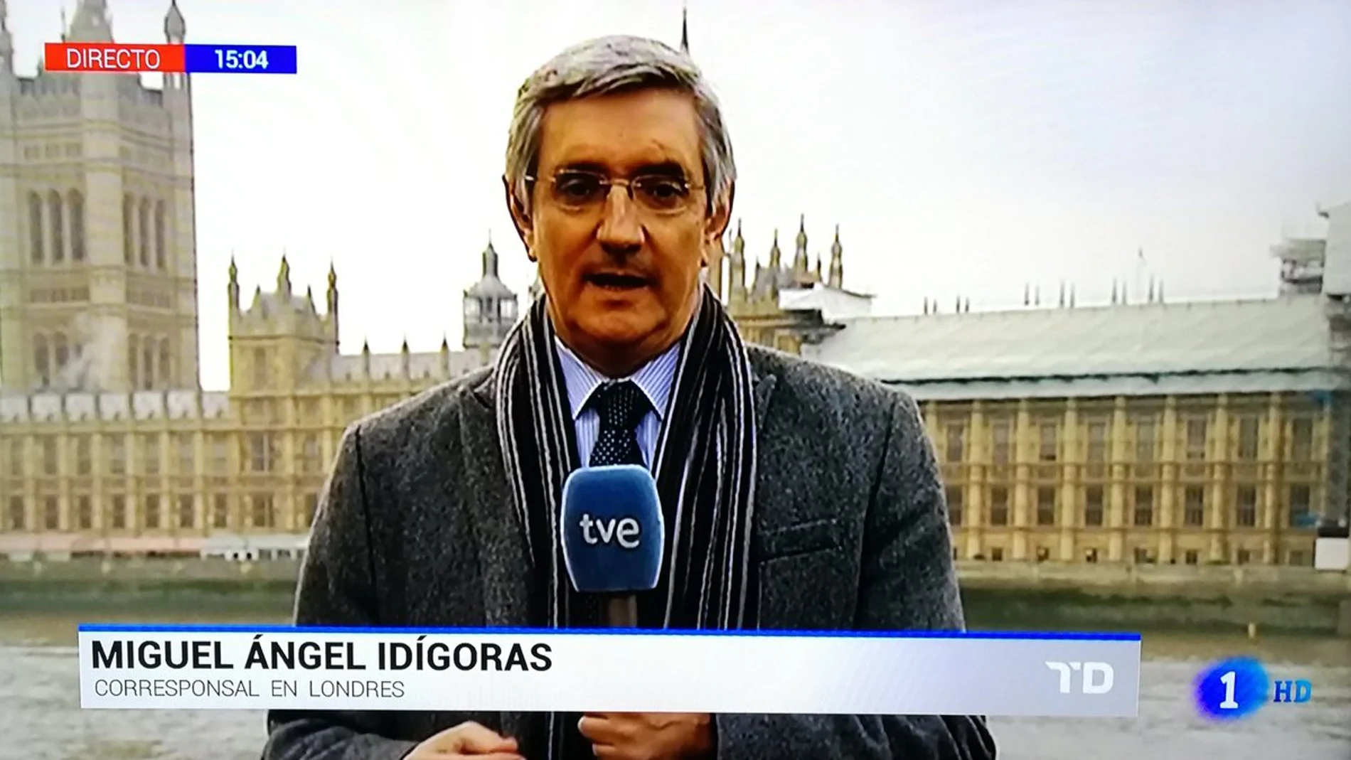 Miguel Ángel Idígoras durante su reciente etapa como corresponsal de TVE en Londres