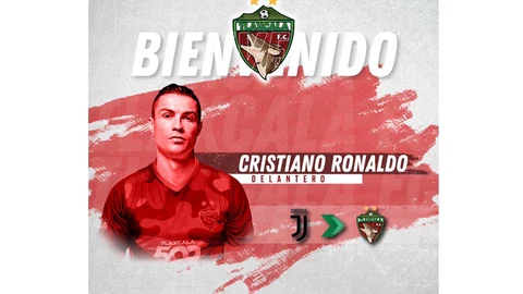 Montaje de Cristiano Ronaldo con la camiseta del Tlaxcala FC.