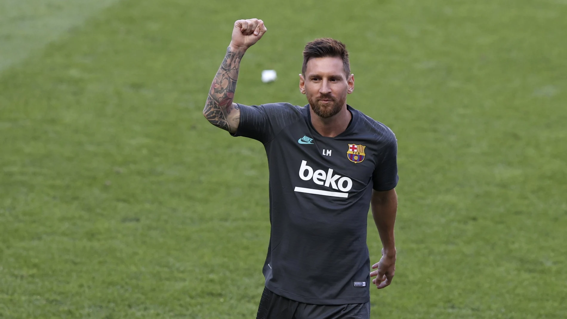 Lionel Messi, durante el entrenamiento en Lisboa