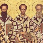 Icono de los "Tres Santos Jerarcas" pertenecientes a la Iglesia Ortodoxa