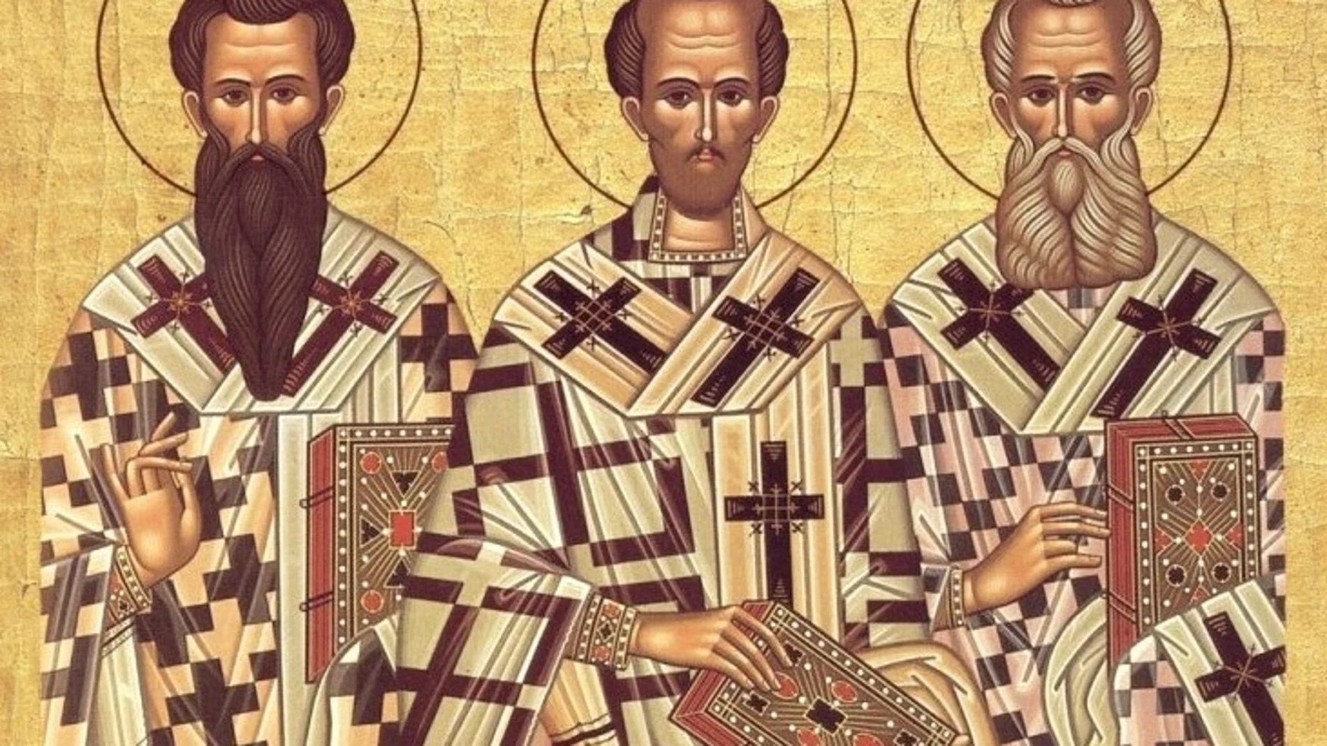 Icono de los "Tres Santos Jerarcas" pertenecientes a la Iglesia Ortodoxa