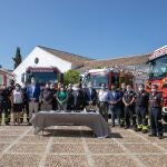 Presentación de los cinco vehículos de bomberos de la Diputación de Sevilla