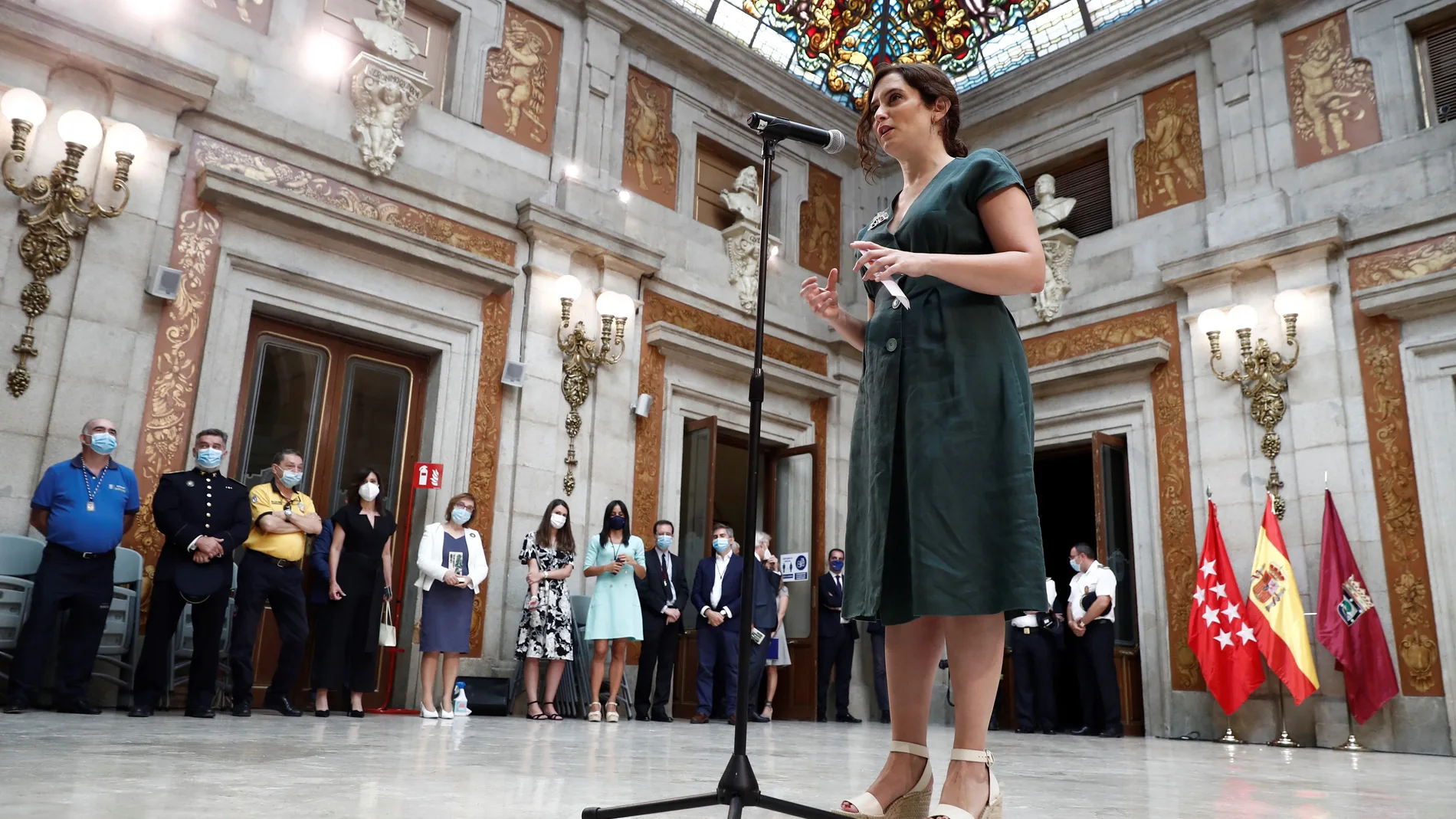 La presidenta de la Comunidad de Madrid, Isabel Díaz Ayuso, durante los actos conmemorativos de la festividad de la Virgen de la Paloma