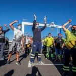 Trabajadores de la industria auxiliar del metal en el Astillero de Navantia en Puerto Real (Cádiz) durante una movilización anterior. EFE/ Román Ríos