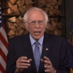 Fotograma del senador Bernie Sanders durante su intervención en la Convención Nacional Demócrata