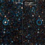El objeto N6946-BH1 es probablemente en la actualidad un agujero negro. En el año 2007, como podemos ver en la imagen, era una estrella, pero tras una erupción en el año 2009 que la hizo diez veces más brillante se apagó repentinamente.