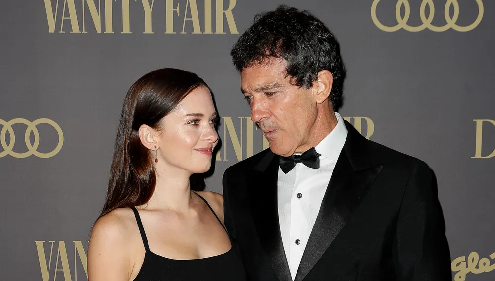 Actor Antonio Banderas and Stella del Carmen at photocall for Vanity Fair Personality of Year Awards 2019 in Madrid on Monday, 25 November 2019.