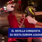 Ejemplar celebración de la afición del Sevilla