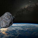 Recreación de un meteorito cayendo a la tierra