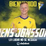 Jens Jonsson, nuevo fichaje del Cádiz.