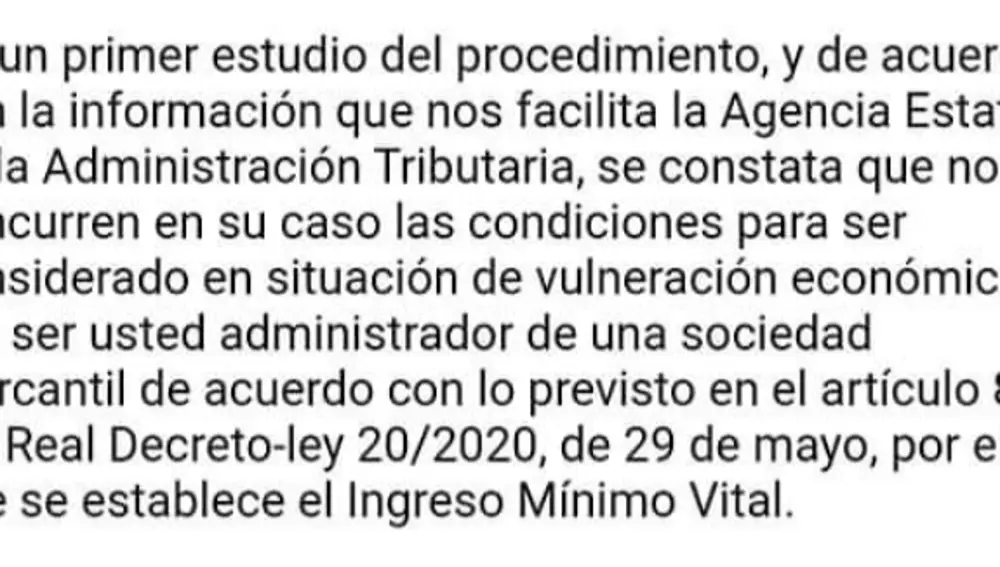 Extracto del correo enviado a los afectados