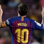 Leo Messi celebra un gol de los 634 que ha marcado con la camiseta del Barcelona