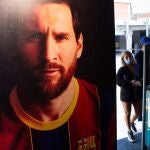 Un cartel de Messi en Barcelona