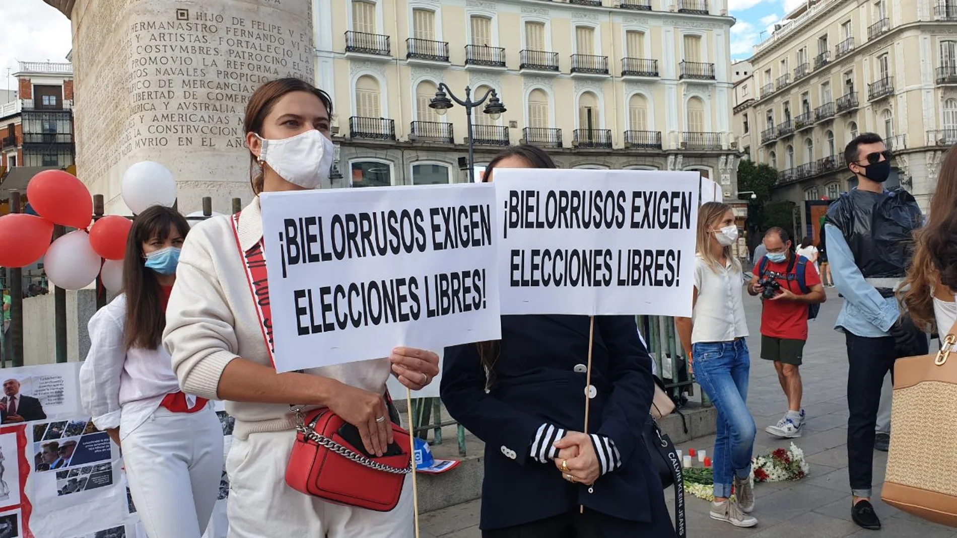 Manifestación en la Puerta del Sol por unas elecciones libres en Bielorrusia