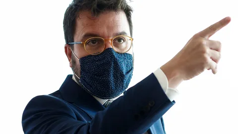 El vicepresidente del Govern, Pere Aragonés, durante la entrevista concedida a Efe en la que ha pedido al presidente de la Generalitat, Quim Torra, "consensuar la respuesta" a su posible inhabilitación.