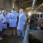 El presidente de Castilla y León, Alfonso Fernández Mañueco, visita una explotación ganadera en Cogedes del Monte, acompañado, entre otros, por el consejero Jesús Julio Carnero y el presidente de la Diputación de Valladolid, Conrado Íscar