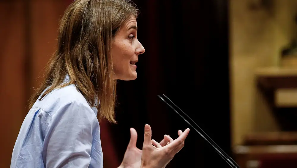 La presidenta del grupo parlamentario de Cataluña En Comú Podem, Jéssica Albiach Quim Torra.EFE/ Quique García