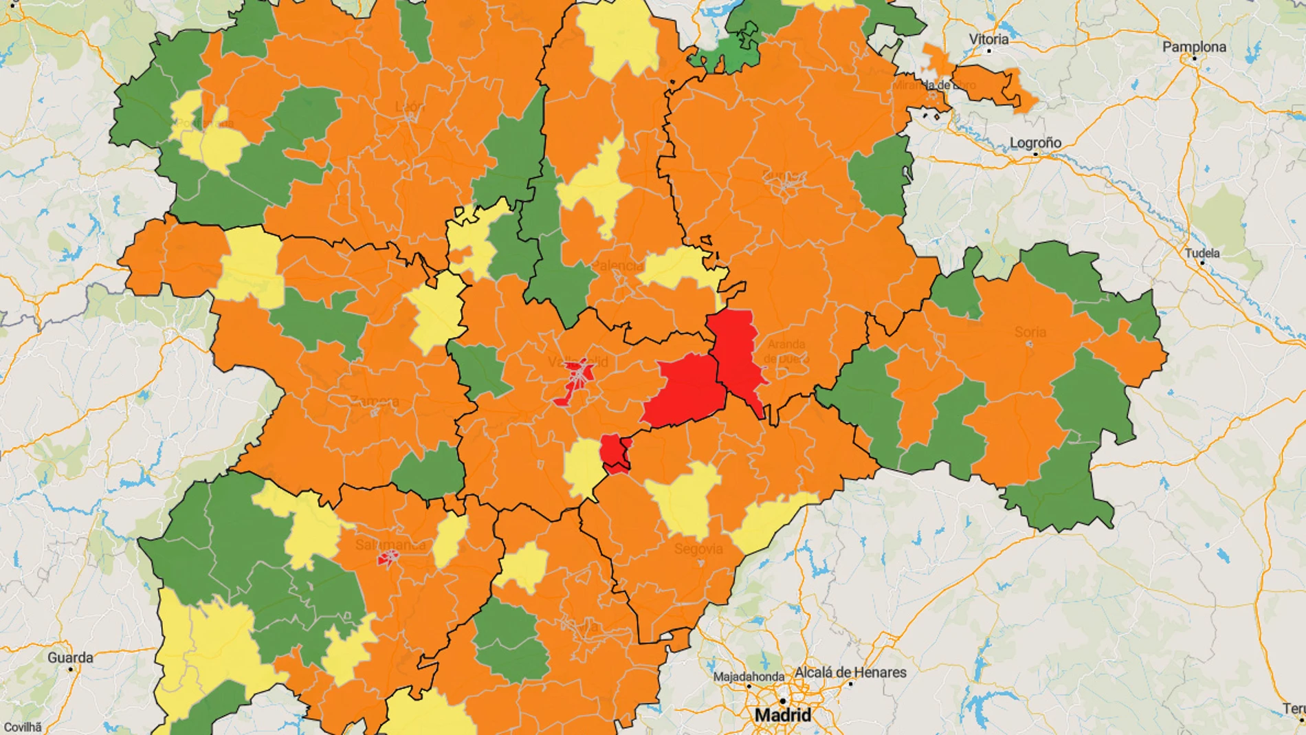 Mapa epidemiológico actual en Castilla y León