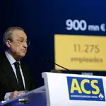 El presidente de ACS, Florentino Pérez, durante la junta de accionistas de la compañía