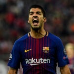 Luis Suárez, en uno de sus partidos con el Barcelona