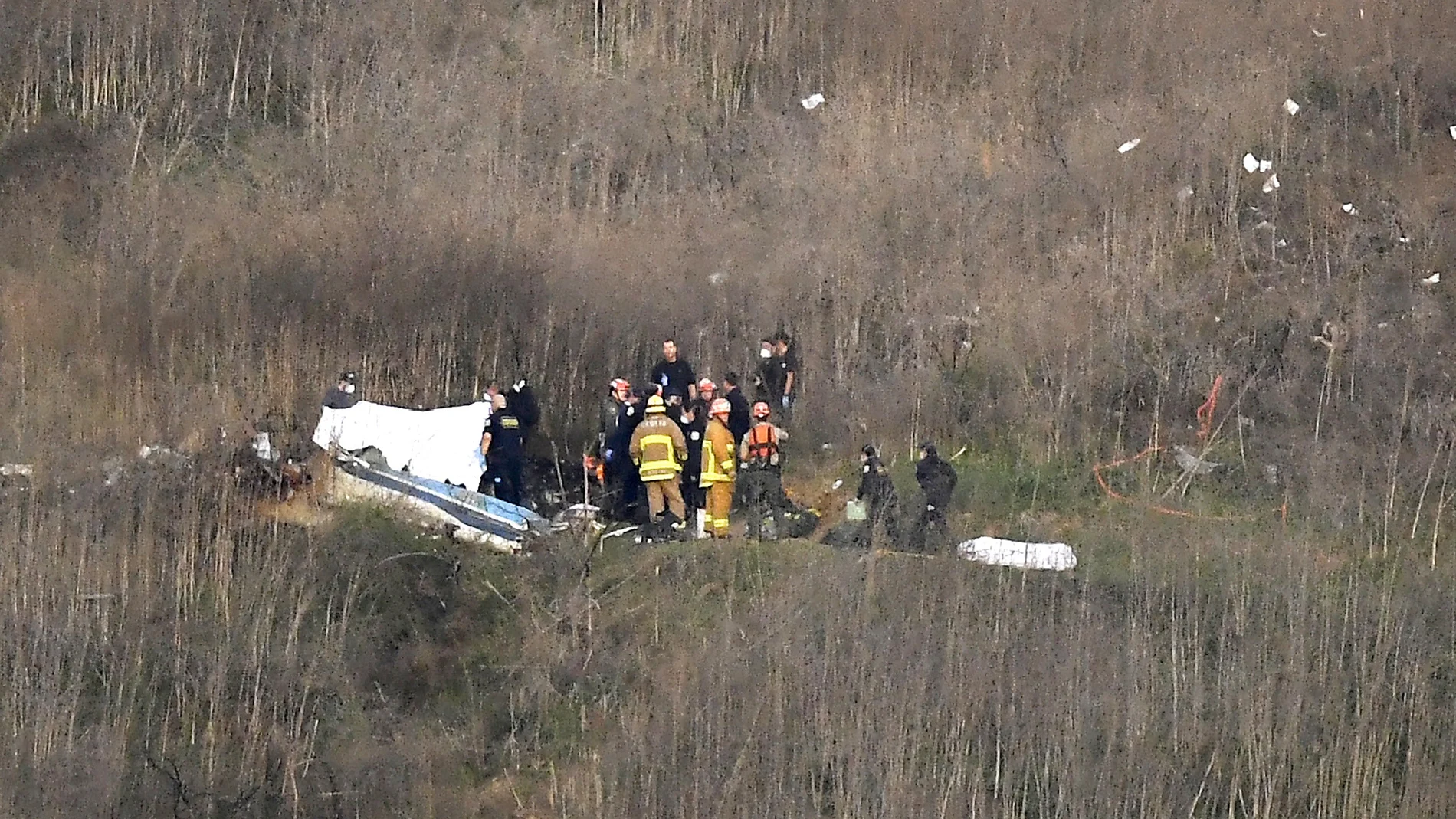 Escena del accidente del helicóptero que costó la vida a Kobe Bryant, su hija Gianna y a otras siete personas.