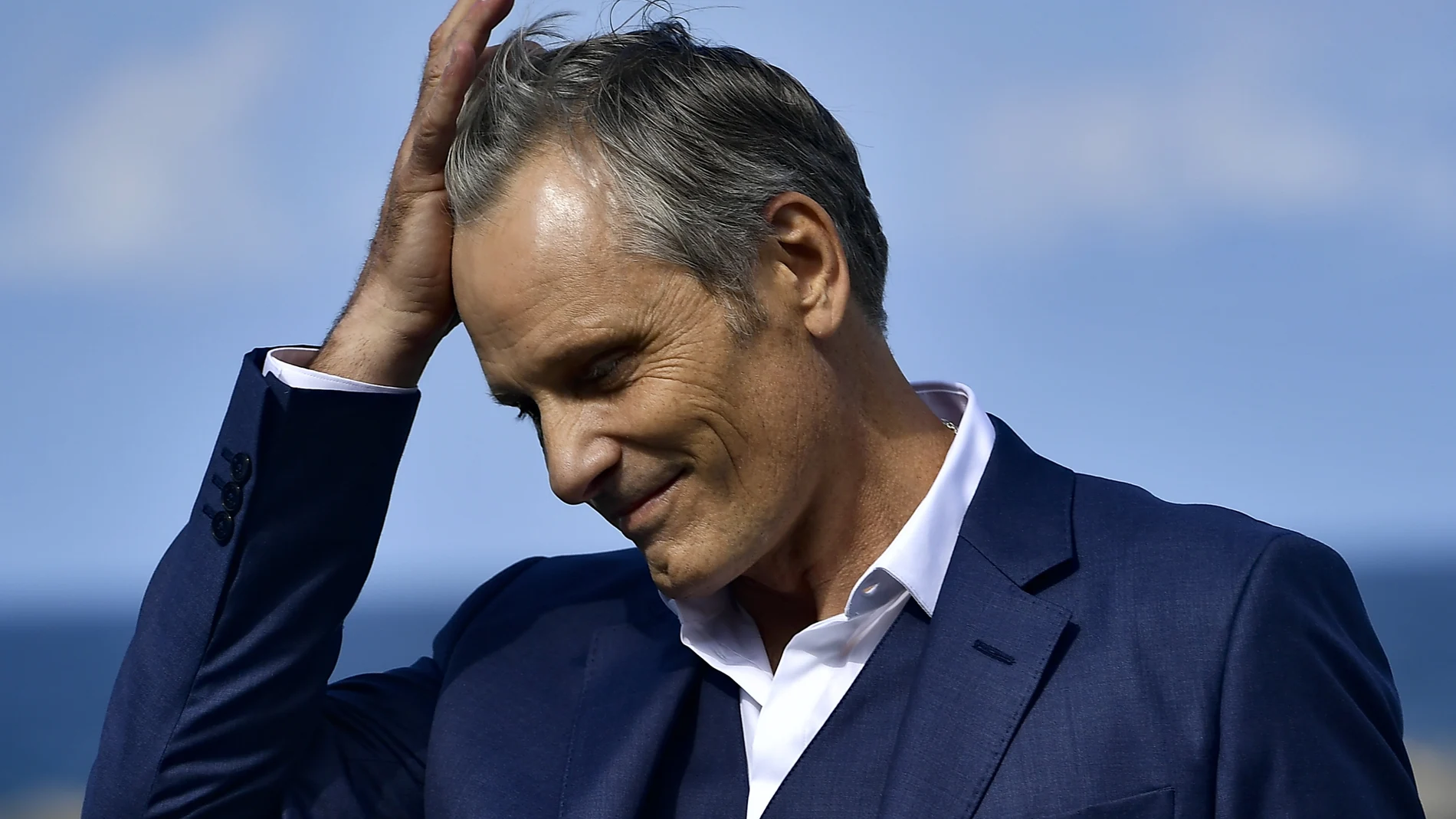 US actor and film director Viggo Mortensen, smiles during the photocall to promotes his film "Falling" and before receiving the Donostia Award during the 68th San Sebastian Film Festival, in San Sebastian.